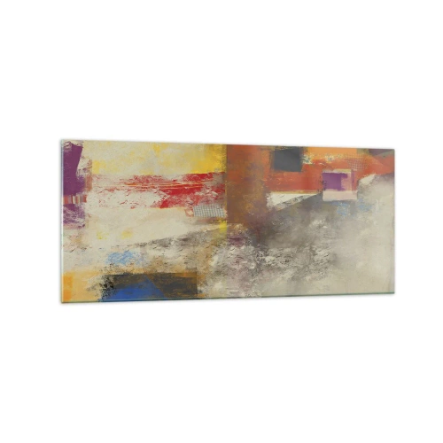Quadro su vetro - Astrazione colorata con forme geometriche - 120x50cm - Geometria dei colori - Decorazione murale moderna per soggiorno e camera da letto ARTTOR