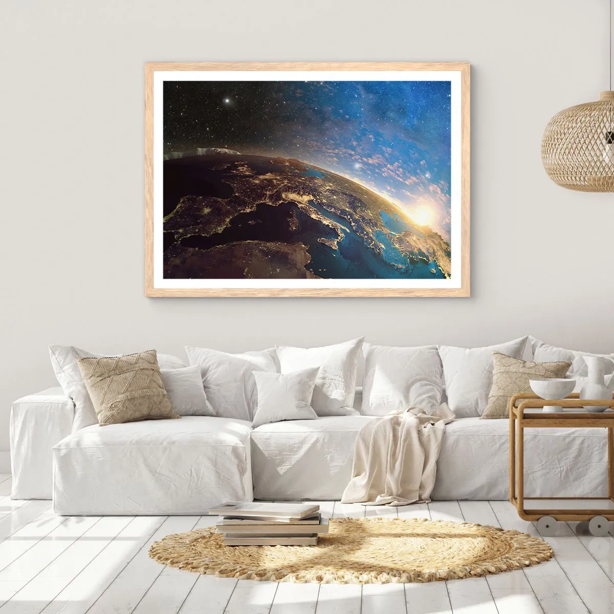 Poster in cornice rovere chiaro - Guardiamoci da lontano - 100x70 cm