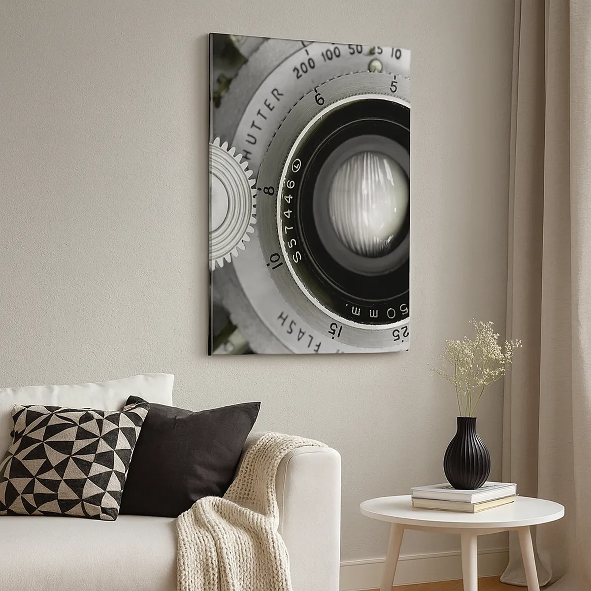 Quadro su tela - Stampe su Tela - L'obiettivo di una vecchia macchina fotografica - 50x70cm - Racconto su Hollywood - Decorazione murale moderna per soggiorno e camera da letto ARTTOR