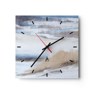 Orologio da parete - Orologio in Vetro - Paesaggio invernale astratto nei toni del bianco e del blu - 30x30cm - Composizione invernale - Decorazione murale moderna per soggiorno e camera da letto ARTTOR