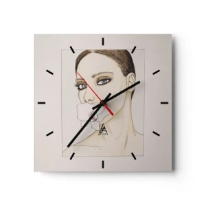 Orologio da parete - Orologio in Vetro - Ritratto di donna con un'orchidea dai colori delicati - 30x30cm - Simbolo di eleganza e bellezza - Decorazione murale moderna per soggiorno e camera da letto ARTTOR