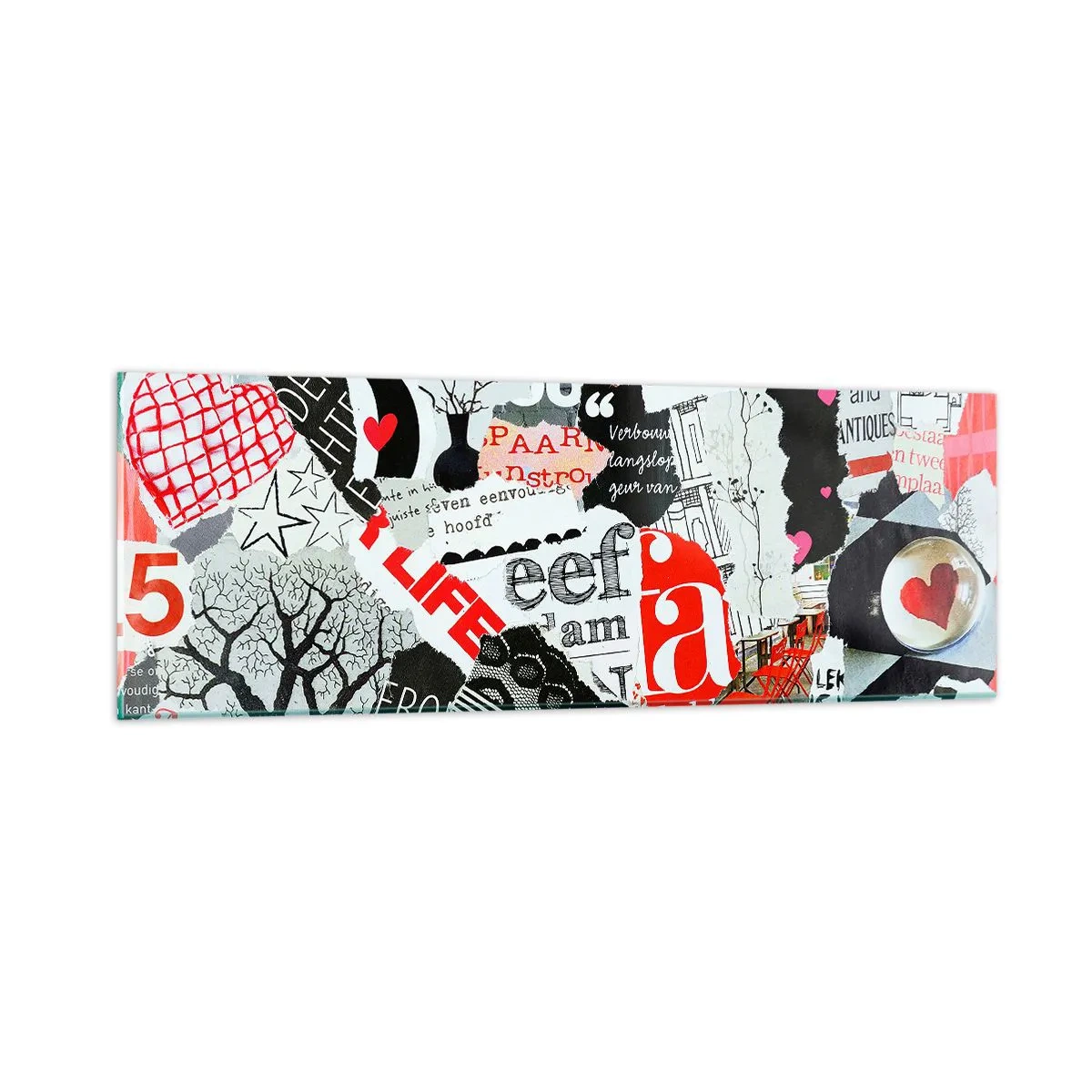 Quadro su vetro - Collage hipster - 90x30 cm