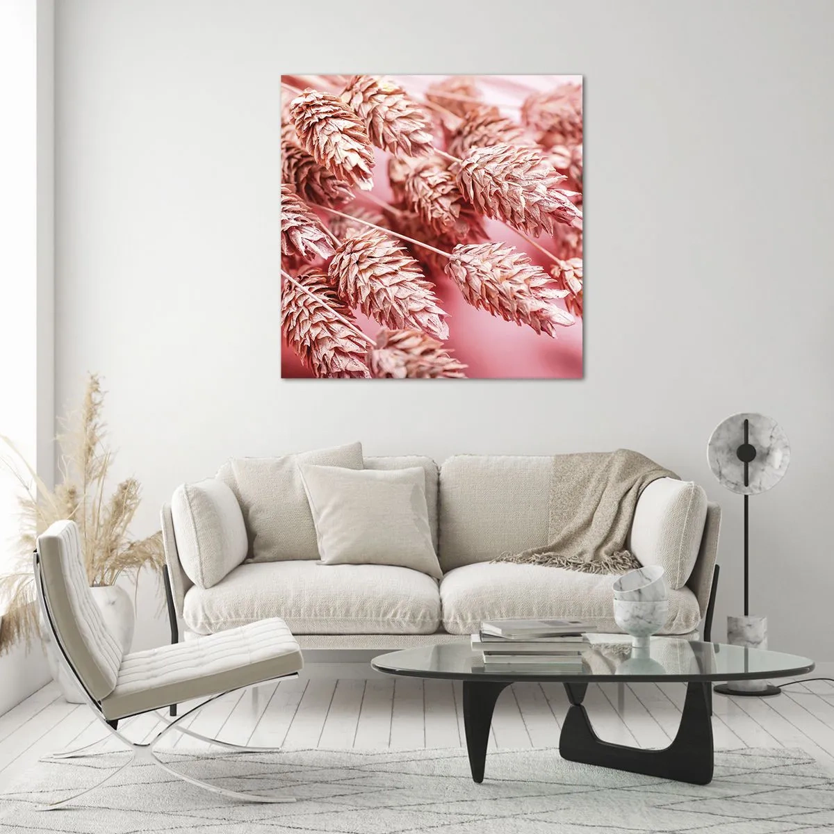 Quadro su vetro - Cascata di fiori in rosa - 70x70 cm