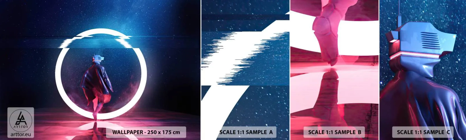 Campione di Fotomurale Adesivo Deluxe Sticker - Tra due mondi - Futuristico, Astronauta, Cosmo - 100x30 cm