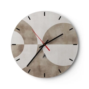 Orologio da parete - Orologio in Vetro - Motivo geometrico con semicerchi nei toni del beige - 30x30cm - Analogie e differenze - Decorazione murale moderna per soggiorno, cucina e camera da letto ARTTOR