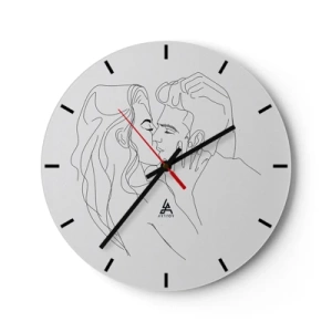 Orologio da parete - Orologio in Vetro - Un disegno minimalista di una coppia innamorata - 30x30cm - La stessa linea - Decorazione murale moderna per soggiorno, cucina e camera da letto ARTTOR