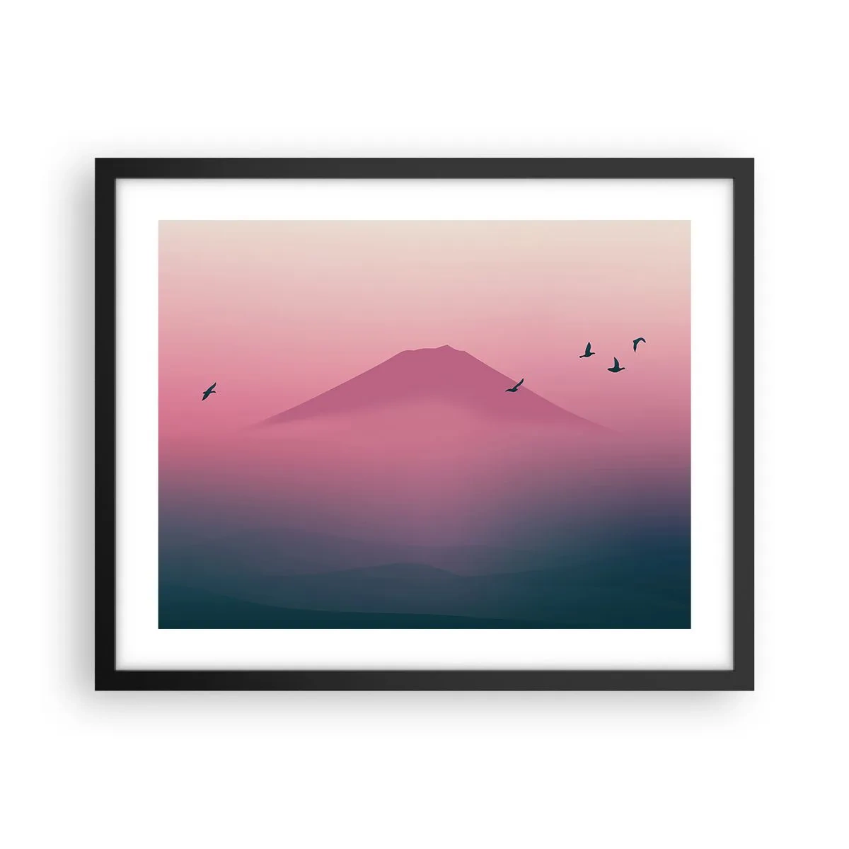 Poster in cornice nera - Viandanti sopra le nuvole - 50x40 cm