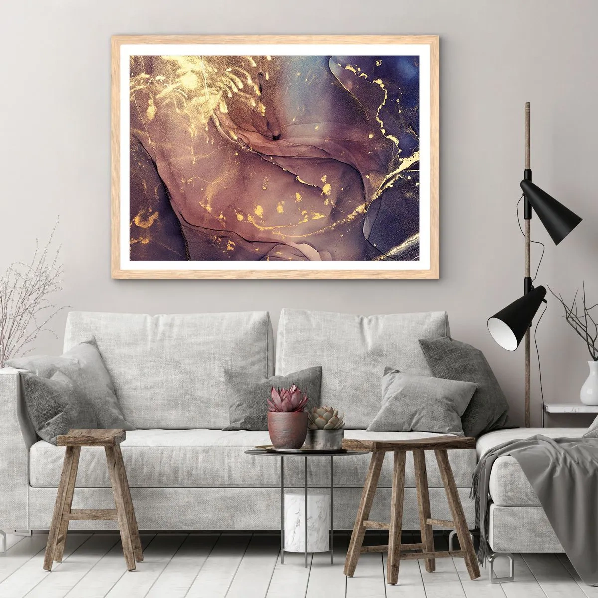 Poster in cornice rovere chiaro - Materia e spirito - 100x70 cm