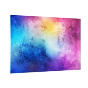 Quadro su vetro - Composizione astratta nei colori dell'arcobaleno con effetto acquerello - 100x70cm - Quasi al settimo cielo - Decorazione murale moderna per soggiorno e camera da letto ARTTOR