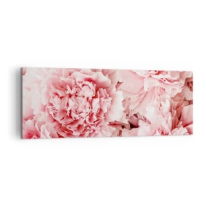 Quadro su tela - Stampe su Tela - Delicate peonie rosa in un ambiente delicato - 140x50cm - Sogno rosa - Decorazione murale moderna per soggiorno e camera da letto ARTTOR