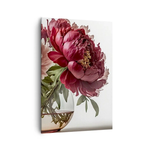 Quadro su tela - Stampe su Tela - Un bouquet di peonie nei toni del rosa e del rosso - 70x100cm - Bellezza in piena fioritura - Decorazione murale moderna per soggiorno e camera da letto ARTTOR