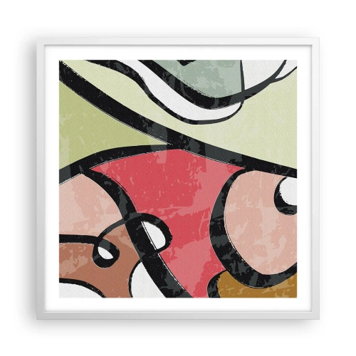 Poster in cornice bianca - Piroette tra i colori - 60x60 cm