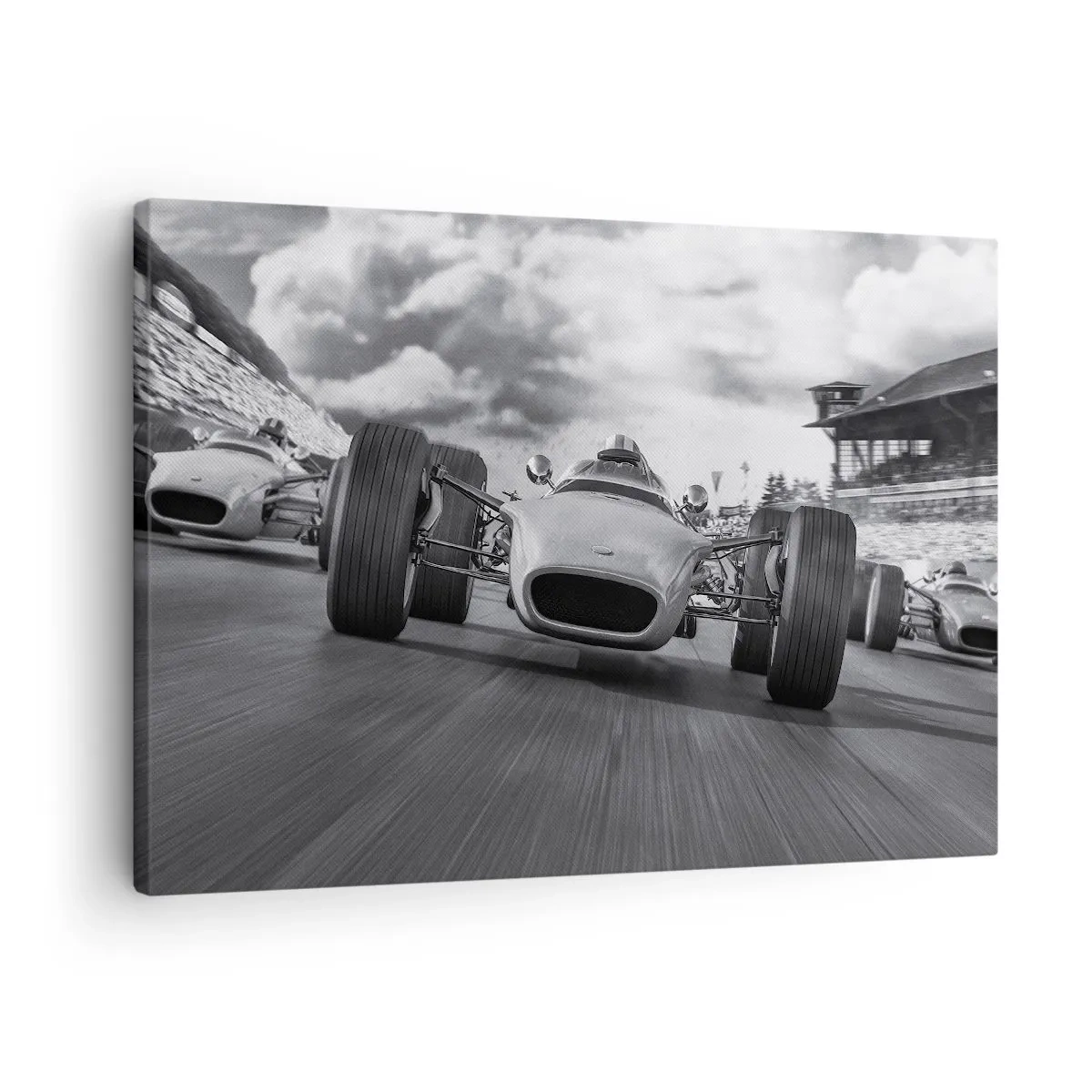 Quadro su tela - Stampe su Tela - Gara di auto d'epoca in movimento - 70x50cm - C'è la forza! - Decorazione murale moderna per soggiorno e camera da letto ARTTOR