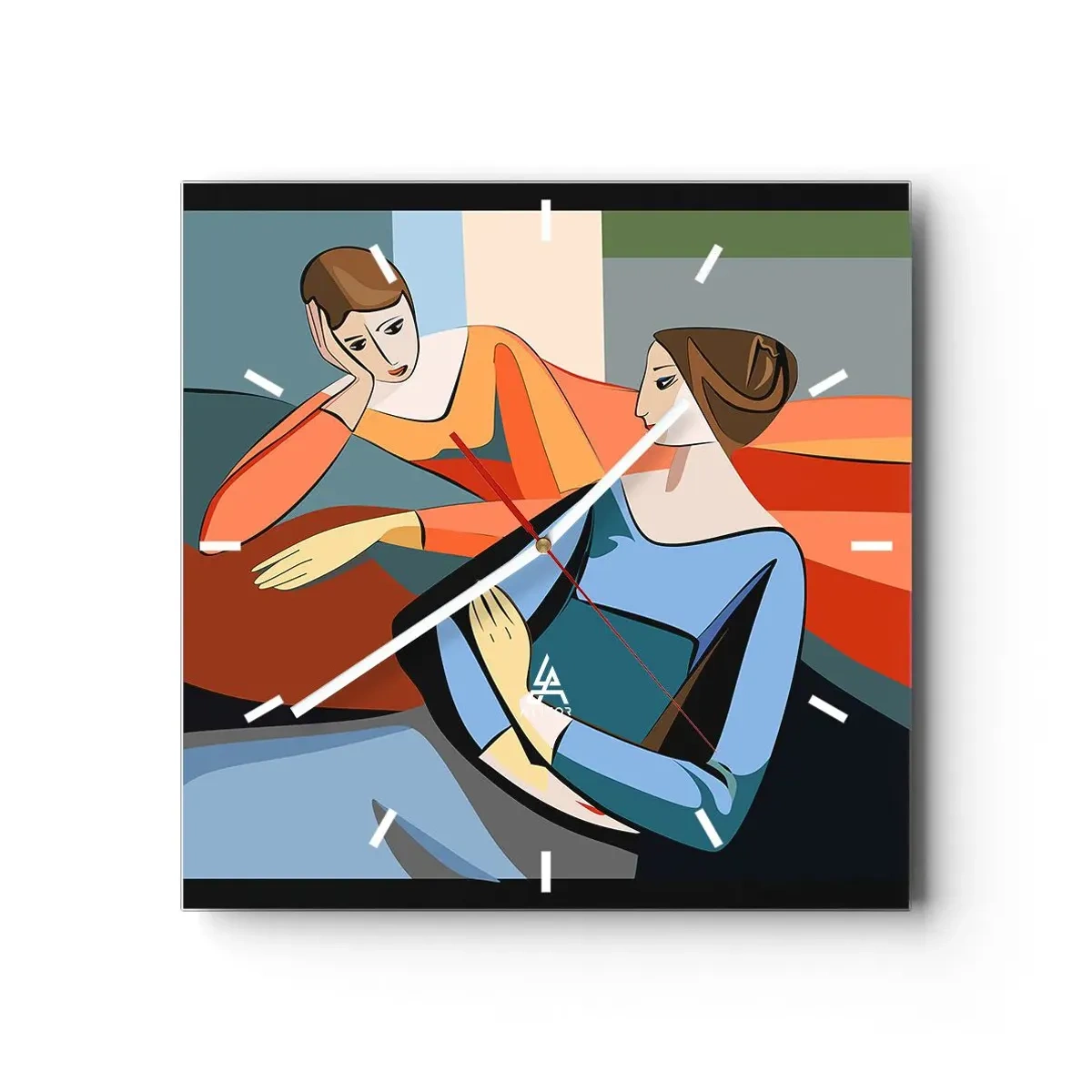 Orologio da parete - Orologio in Vetro - Il momento delle confidenze - 40x40 cm