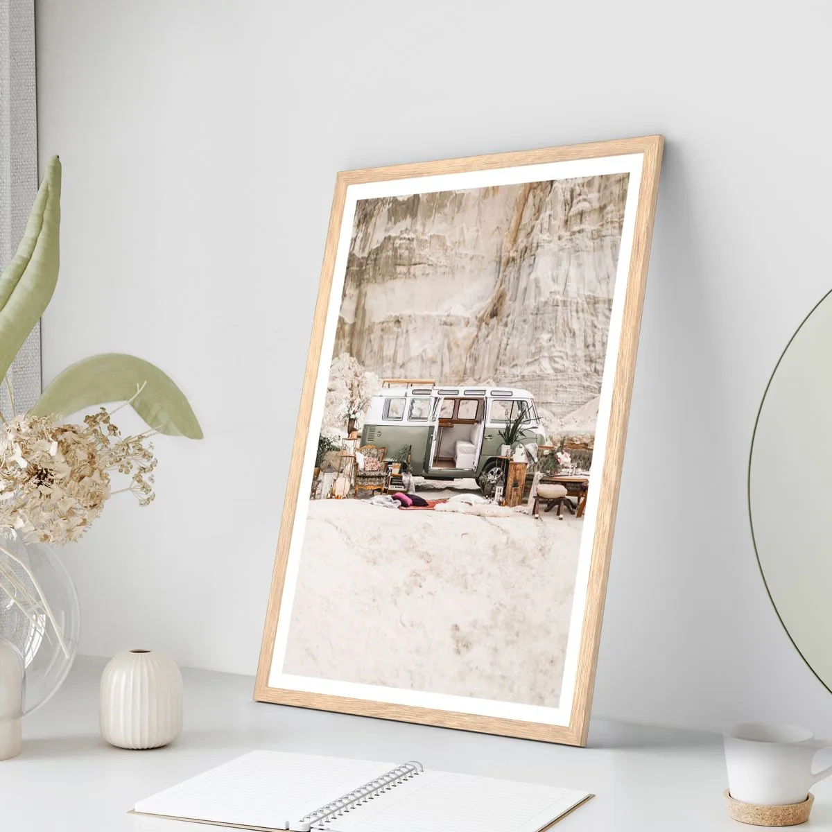 Poster in cornice rovere chiaro - è tempo di viaggiare - 40x50 cm