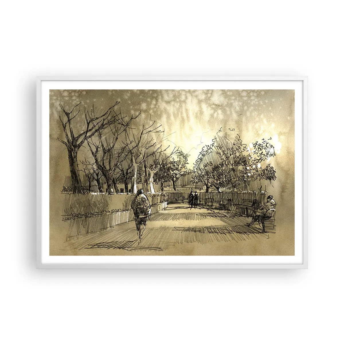 Poster in cornice bianca - Attimo fermato con la penna - 100x70 cm