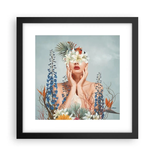 Poster in cornice nera - Donna - fiore - 30x30 cm