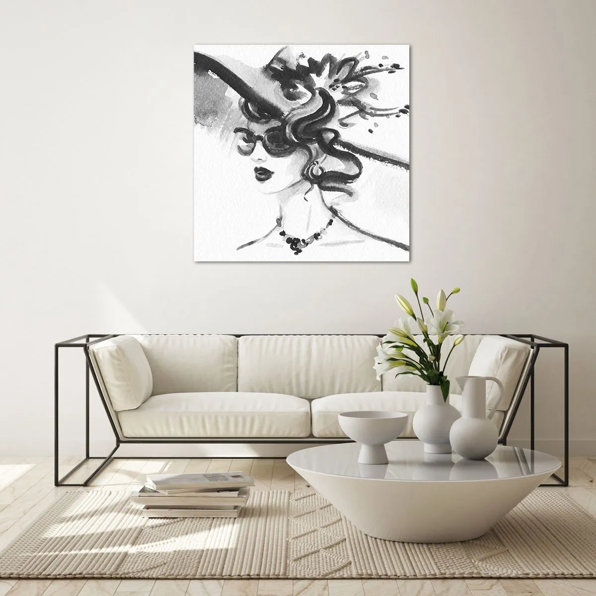 Quadro su vetro - Donna di carattere - 40x40 cm