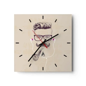 Orologio da parete - Orologio in Vetro - Un vero uomo? - 40x40 cm