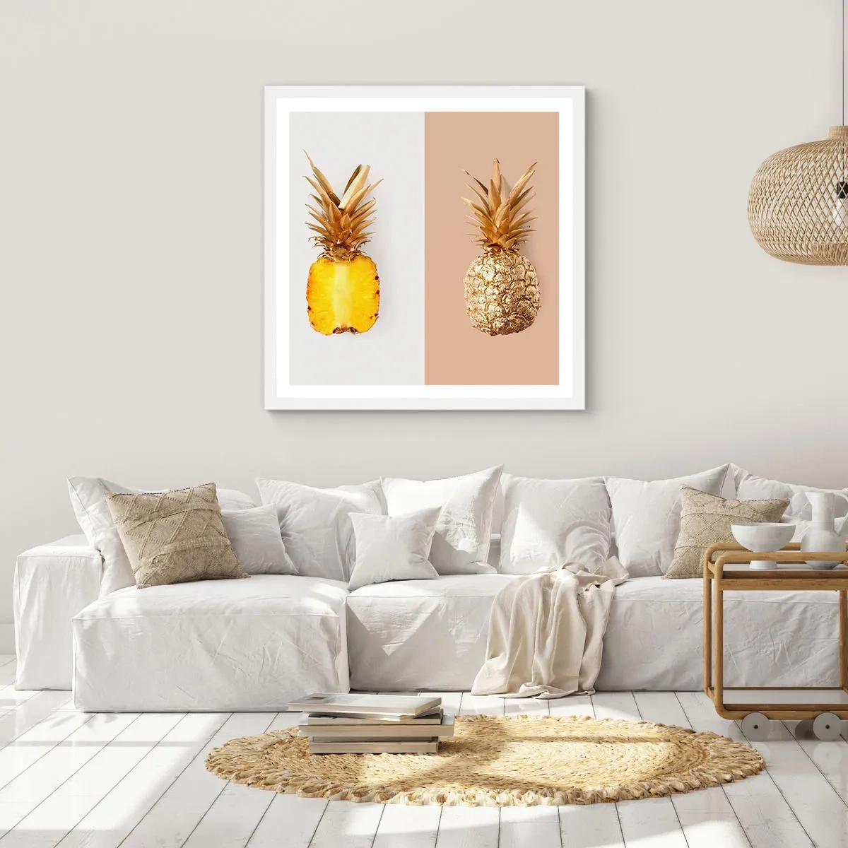 Poster in cornice bianca - Ananas per due - 60x60 cm