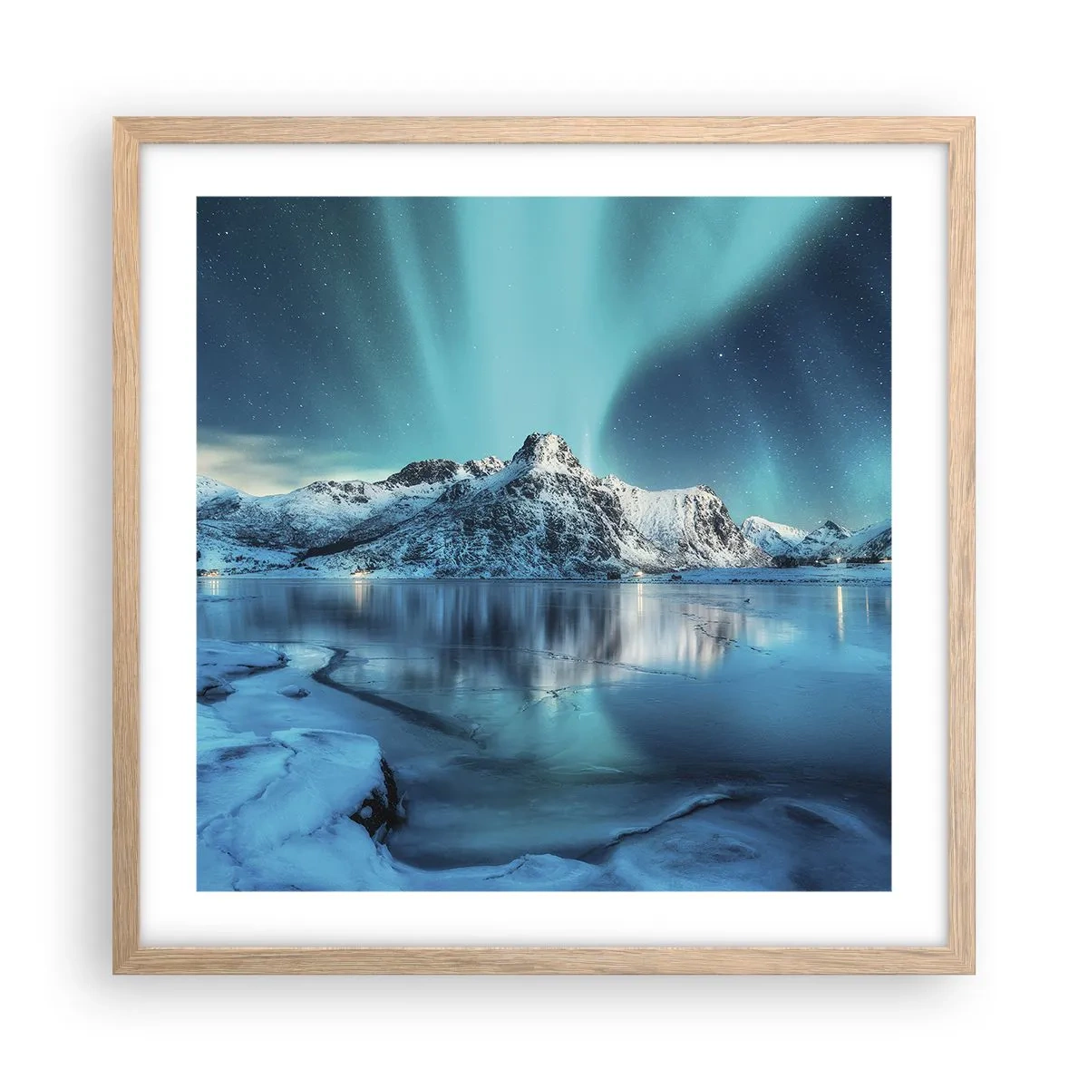 Poster in cornice rovere chiaro - Notte di luce - 50x50 cm