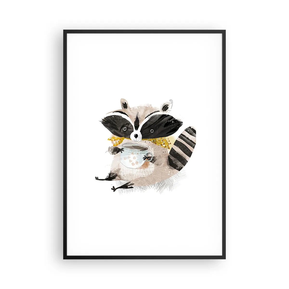 Poster in cornice nera - Il mio amico procione - 70x100 cm