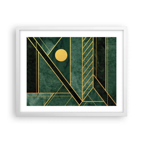 Poster in cornice bianca - Dinamica di oro e azzurro - 50x40 cm