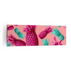 Quadro su tela - Stampe su Tela - Ananas esotici nei colori rosa e turchese - 160x50cm - La libertà è dolce - Decorazione murale moderna per soggiorno e camera da letto ARTTOR