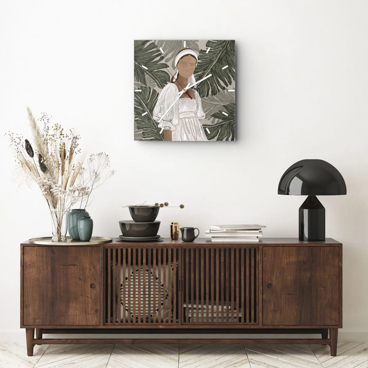 Orologio da parete - Orologio in Vetro - Ritratto esotico - 40x40 cm