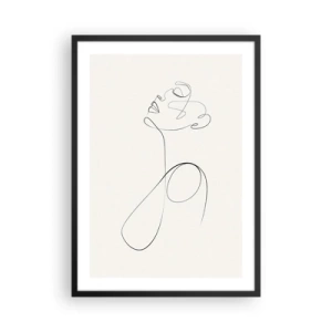 Poster in cornice nera - Una linea minimalista che crea la silhouette di una donna - 50x70cm - Avvolta nei sogni - Decorazione murale moderna per soggiorno e camera da letto ARTTOR