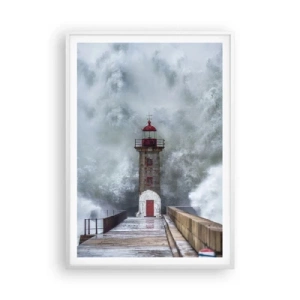 Poster in cornice bianca - Fragore delle acque, rumore di tempesta - 70x100 cm