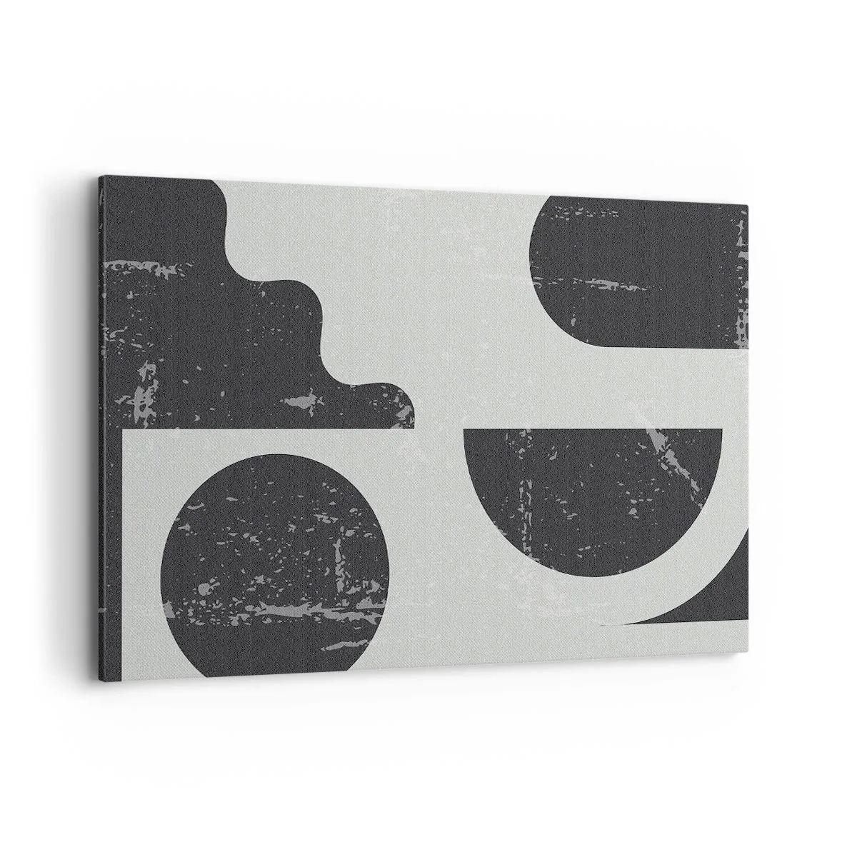 Quadro su tela - Stampe su Tela - Motivi geometrici nelle tonalità del nero e del grigio - 120x80cm - Composizione sopra e sotto - Decorazione murale moderna per soggiorno e camera da letto ARTTOR