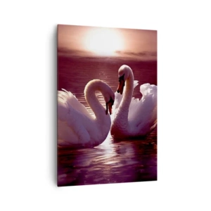 Quadro su tela - Stampe su Tela - Due cigni su un lago calmo al tramonto - 70x100cm - Finché la morte non ci separi - Decorazione murale moderna per soggiorno e camera da letto ARTTOR