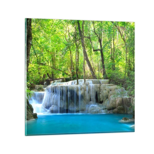 Quadro su vetro - Annegare nel turchese e nel verde - 40x40 cm