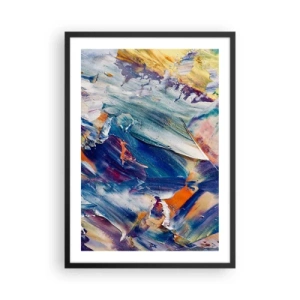 Poster in cornice nera - Composizione astratta con pennellate di vernice colorata - 50x70cm - La confusione del colore - Decorazione murale moderna per soggiorno e camera da letto ARTTOR