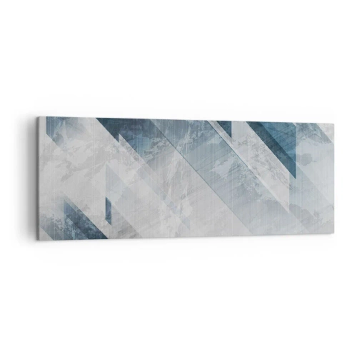 Quadro su tela - Stampe su Tela - Linee astratte in tonalità di grigio e blu - 140x50cm - Composizione spaziale: movimento in grigio - Decorazione murale moderna per soggiorno e camera da letto ARTTOR