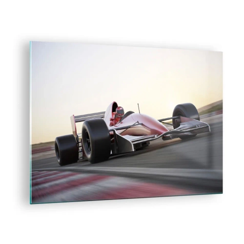 Quadro su vetro - Formula 1 in pista - 70x50cm - Sempre vincente - Decorazione murale moderna per soggiorno e camera da letto ARTTOR