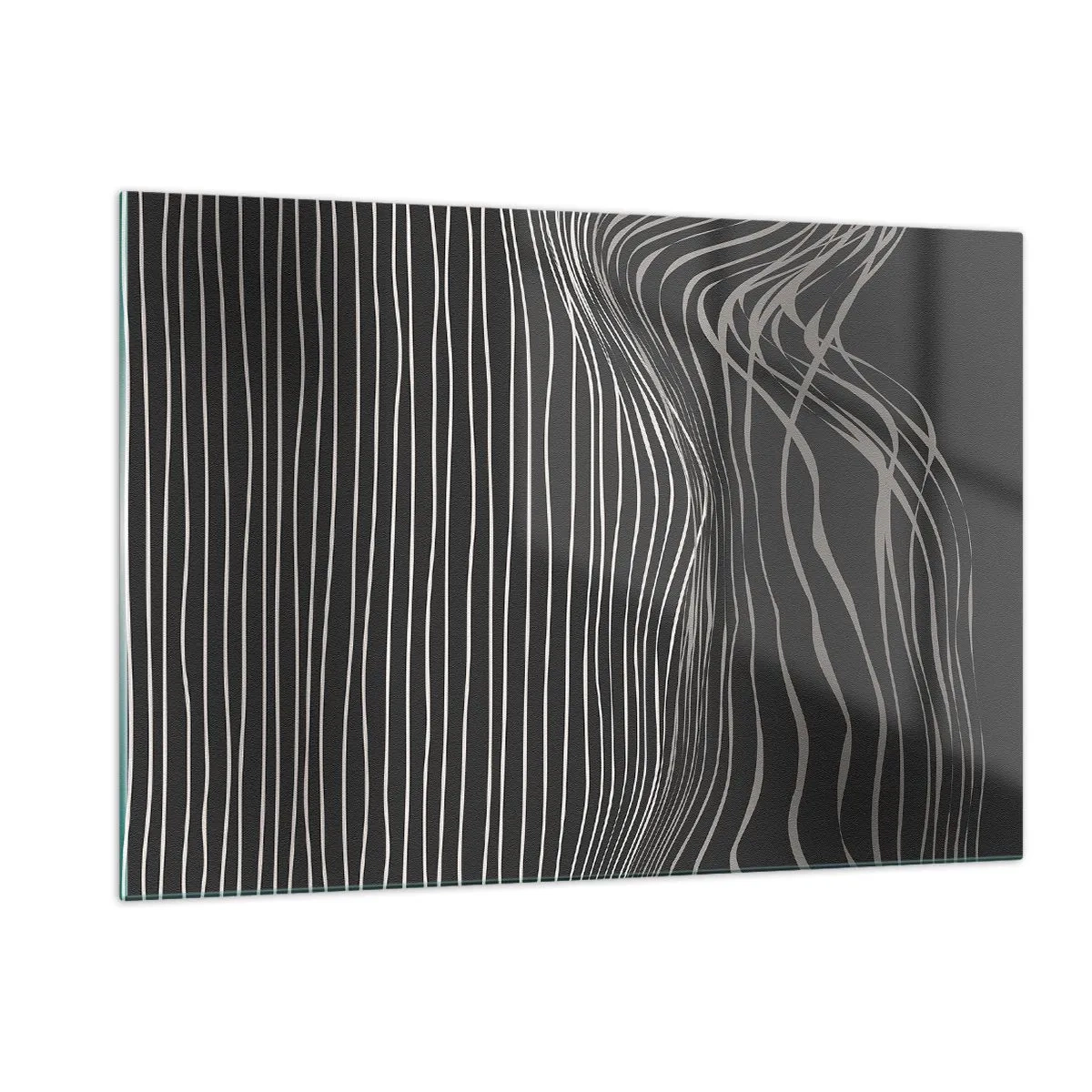 Quadro su vetro - Linee delicate in una disposizione astratta su uno sfondo scuro - 120x80cm - Ritmo e accento - Decorazione murale moderna per soggiorno e camera da letto ARTTOR
