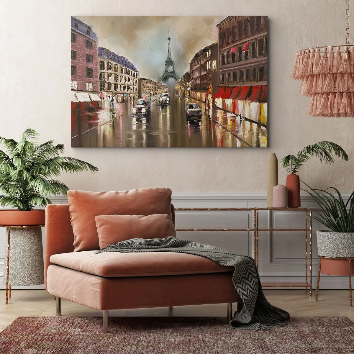 Quadro su tela - Stampe su Tela - Paesaggio urbano serale di Parigi con vista sulla Torre Eiffel - 100x70cm - Conta solo lei - Decorazione murale moderna per soggiorno e camera da letto ARTTOR