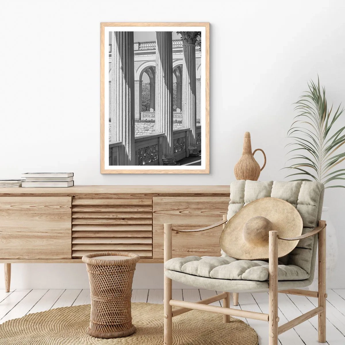 Poster in cornice rovere chiaro - Portico soleggiato - 70x100 cm