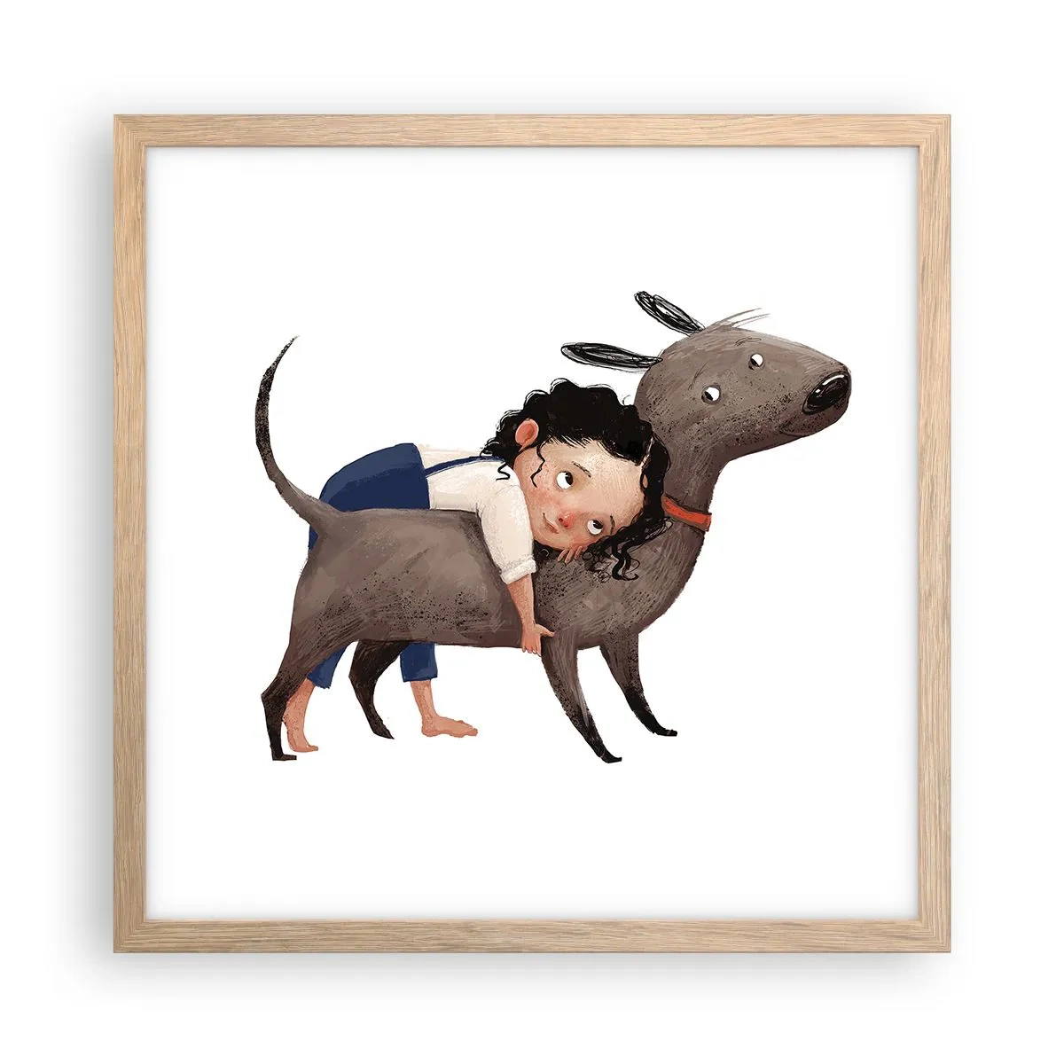 Poster in cornice rovere chiaro - I migliori amici - 40x40 cm