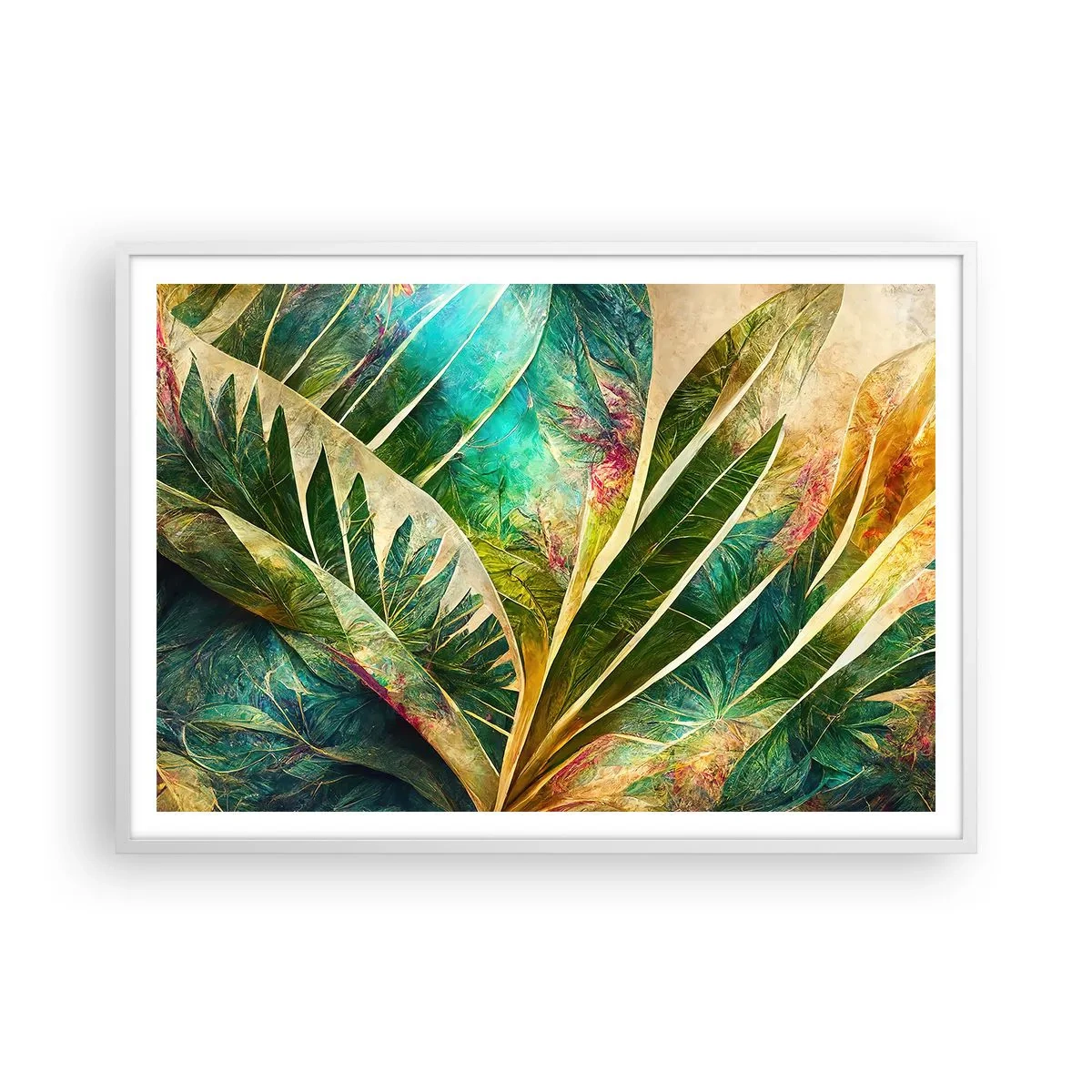 Poster in cornice bianca - I colori dei tropici - 100x70 cm