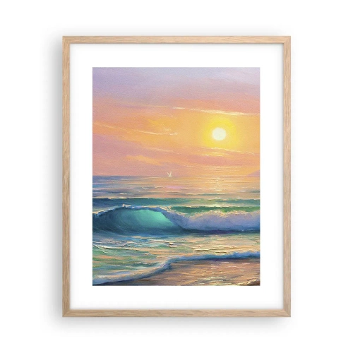 Poster in cornice rovere chiaro - Il canto turchese delle onde - 40x50 cm