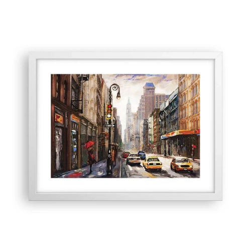 Poster in cornice bianca - New York: colorata anche sotto la pioggia - 40x30 cm