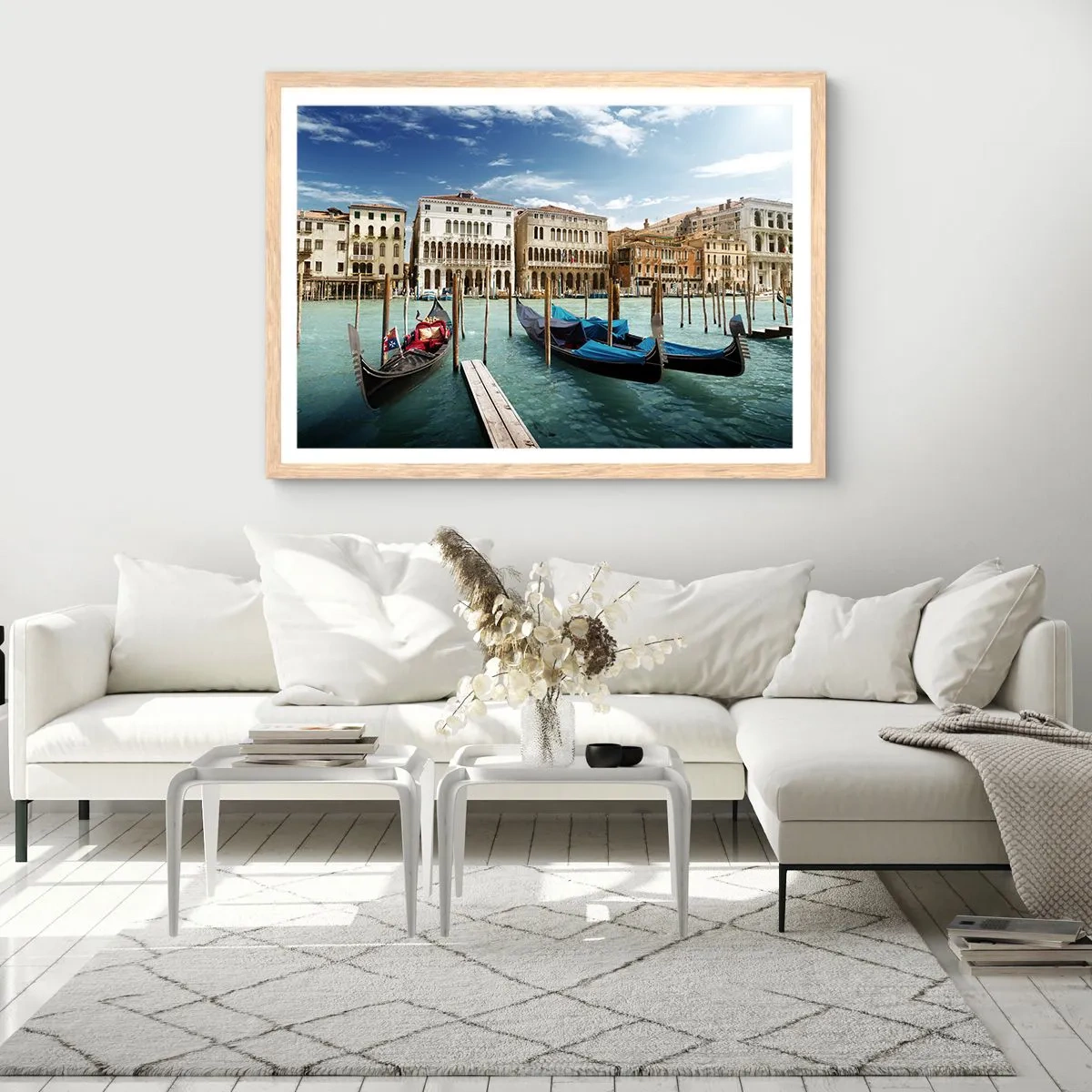 Poster in cornice rovere chiaro - Palazzi nel blu - 50x40 cm