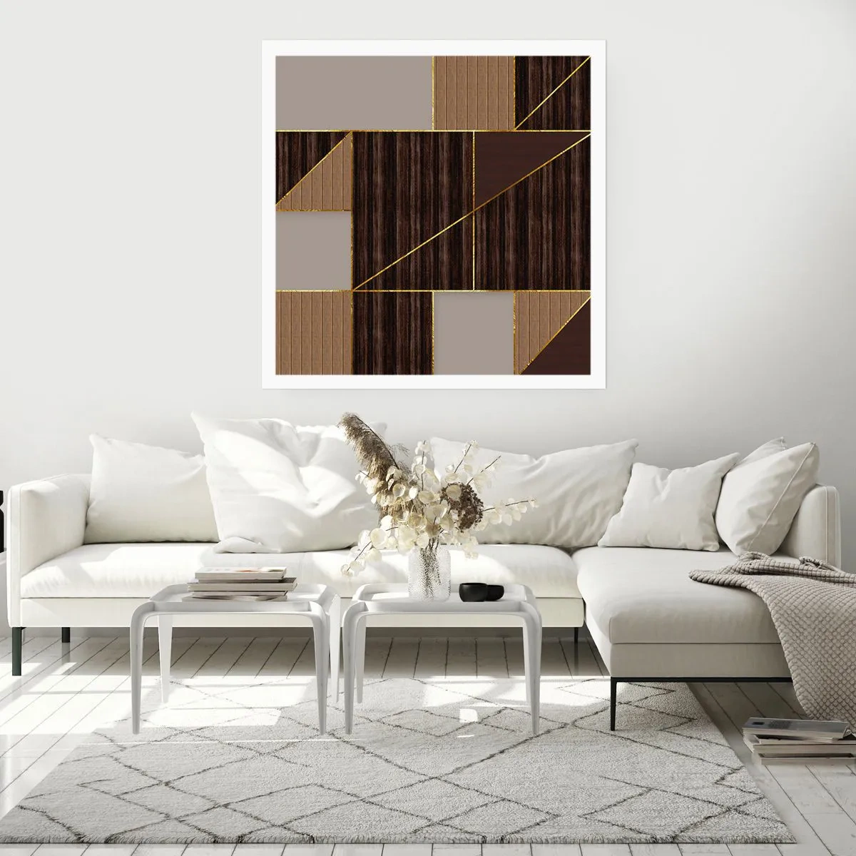 Poster - Mosaico di marrone e oro - 60x60 cm