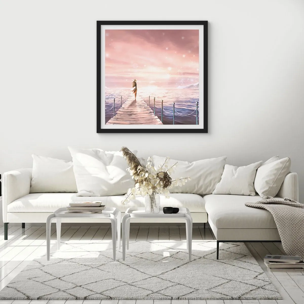 Poster in cornice nera - Alla luce del sogno - 60x60 cm