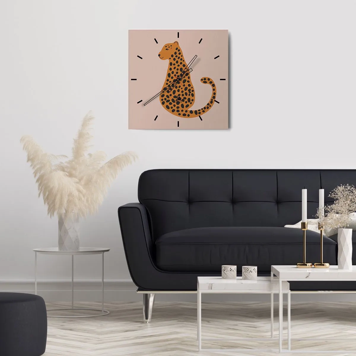 Orologio da parete - Orologio in Vetro - Il leopardo è un motivo di moda - 40x40 cm