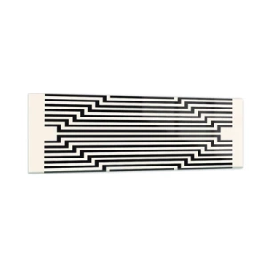 Quadro su vetro - Linee bianche e nere che creano un effetto di illusione geometrica - 160x50cm - Illusione geometrica - Decorazione murale moderna per soggiorno e camera da letto ARTTOR