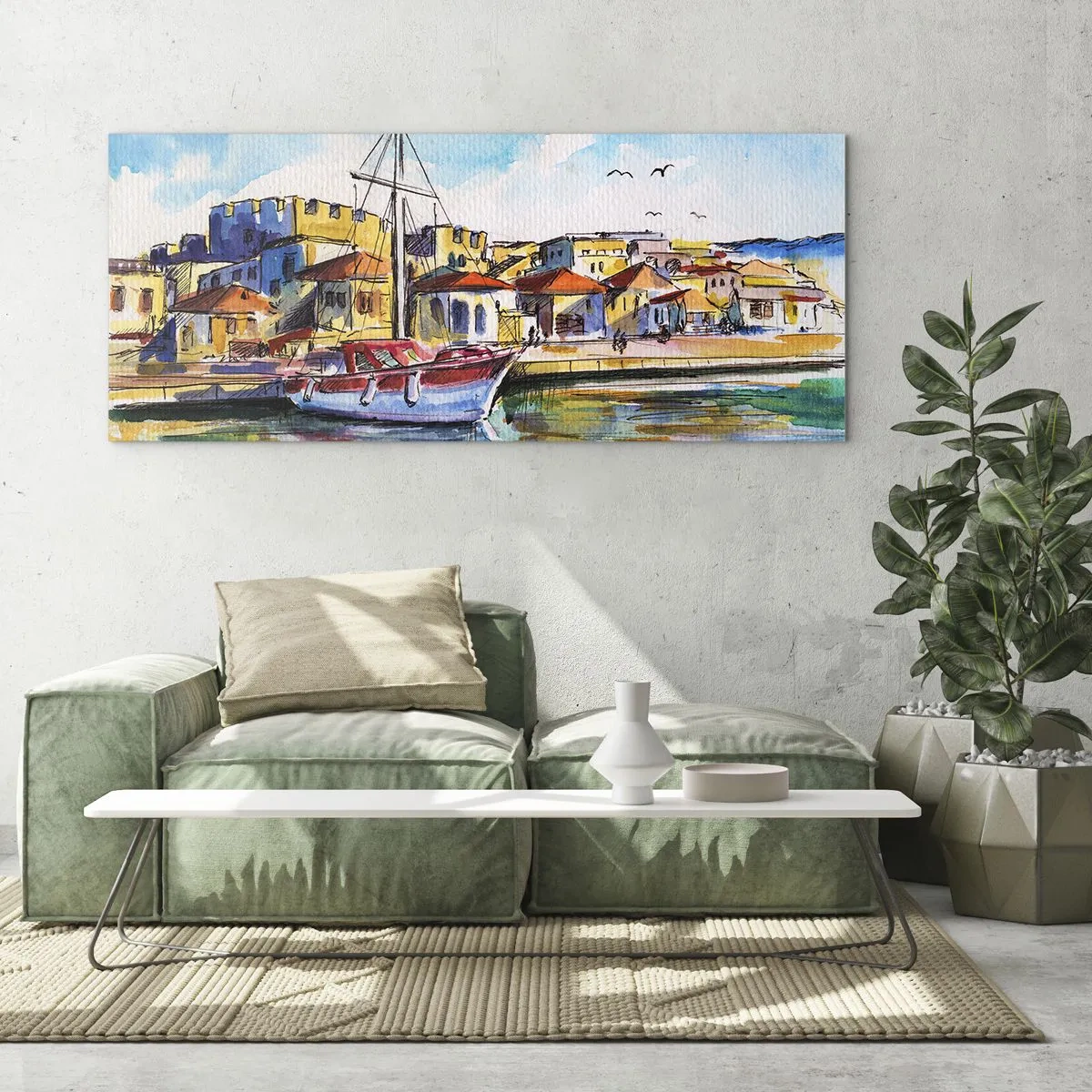 Quadro su vetro - Un colorato pomeriggio - 100x40 cm